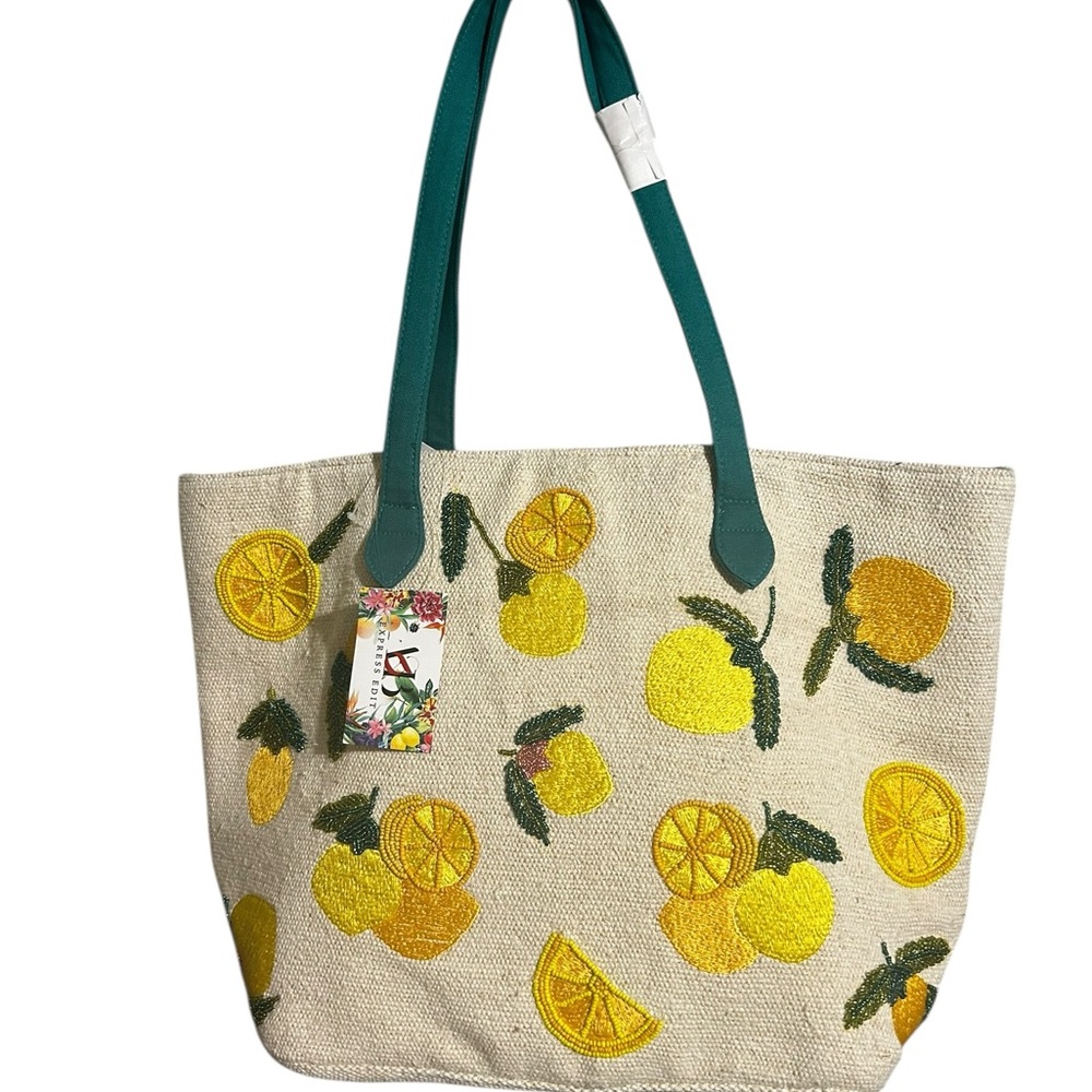 Express Edit: Vibrant Yellow and Green Citrus Tote Bag NWT